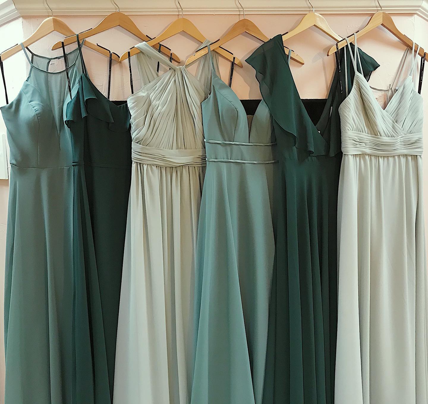Green formal gowns